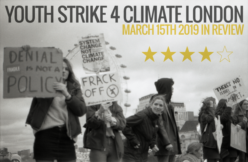 title image showing youth standing on westminster bridge protesting youth strike 4 climate london